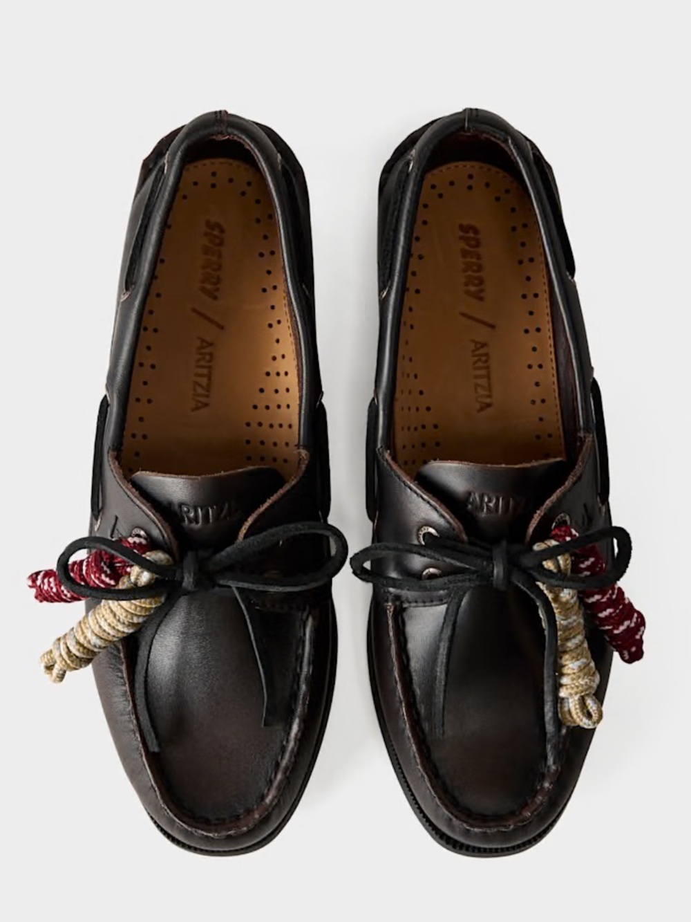 NIB Sperry x Aritzia AO Boat Shoe in Distress Black Brown size 8